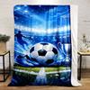 A Bright Football-themed Pattern with a Ball, Trophy, Cleats, and Stadium. for All Seasons Blanket Lunch Break Throw Gift