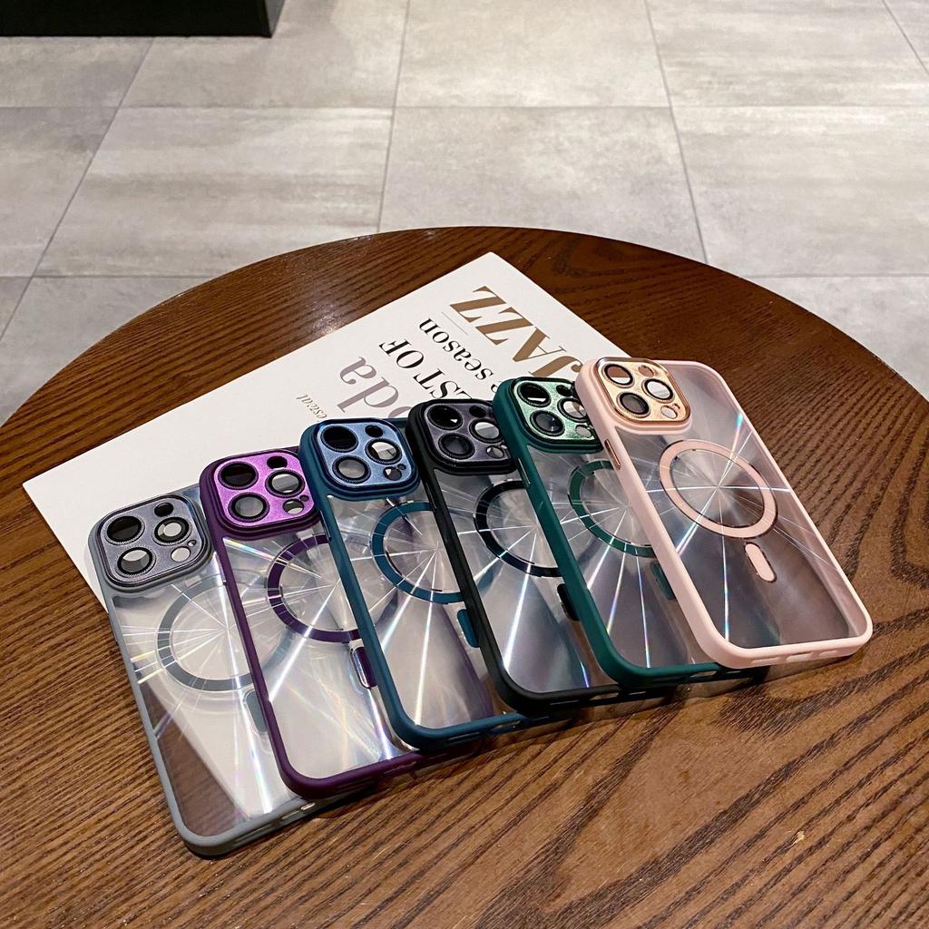 Cd-patterned Aurora Laser Magnetic Attraction, Suitable for Apple 15promax Phone Case, IPhone14 Full Cover, Anti-drop 13 Transparent