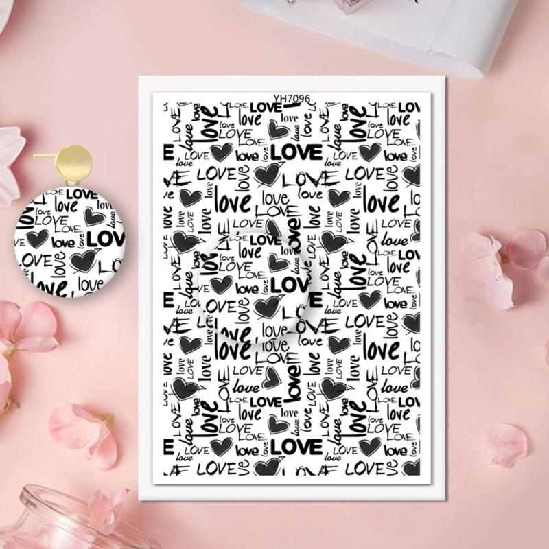 Valentine Love Heart Transfer Paper 95x138mm Clay Earrings Water Soluble Transfer Paper for Jewelry Making