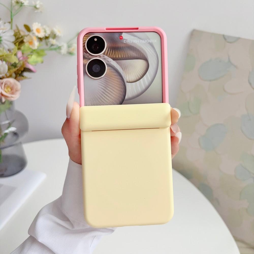 Two-Color For XiaoMi Mix Flip 2 Phone Case Hinge Magnetic Wireless Charger PC Shell Shockproof Protective Back Cover