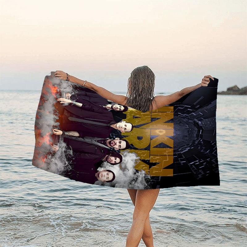 1pc Linkin Park2 Beach Towel, Beach and Seaside Swimming Pool Equipment, Fashion Pattern, Rectangular, Travel Essentials