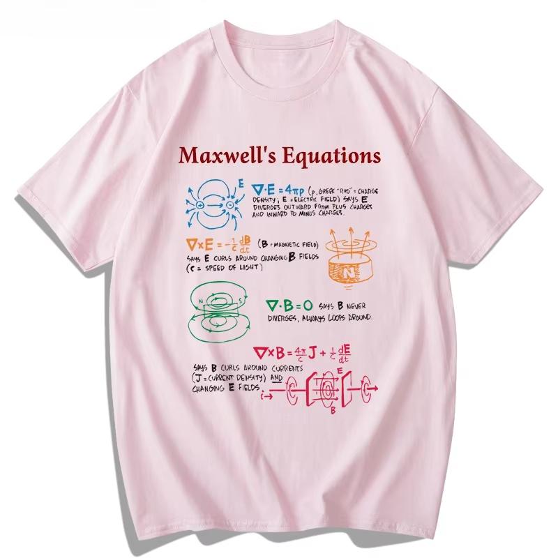Moda Równanie Maxwella Formuła Fizyka Bawełniana Koszulka z Krótkim Rękawem Męska Koszulka Letnia Badania Naukowe Casual Krótki Rękaw