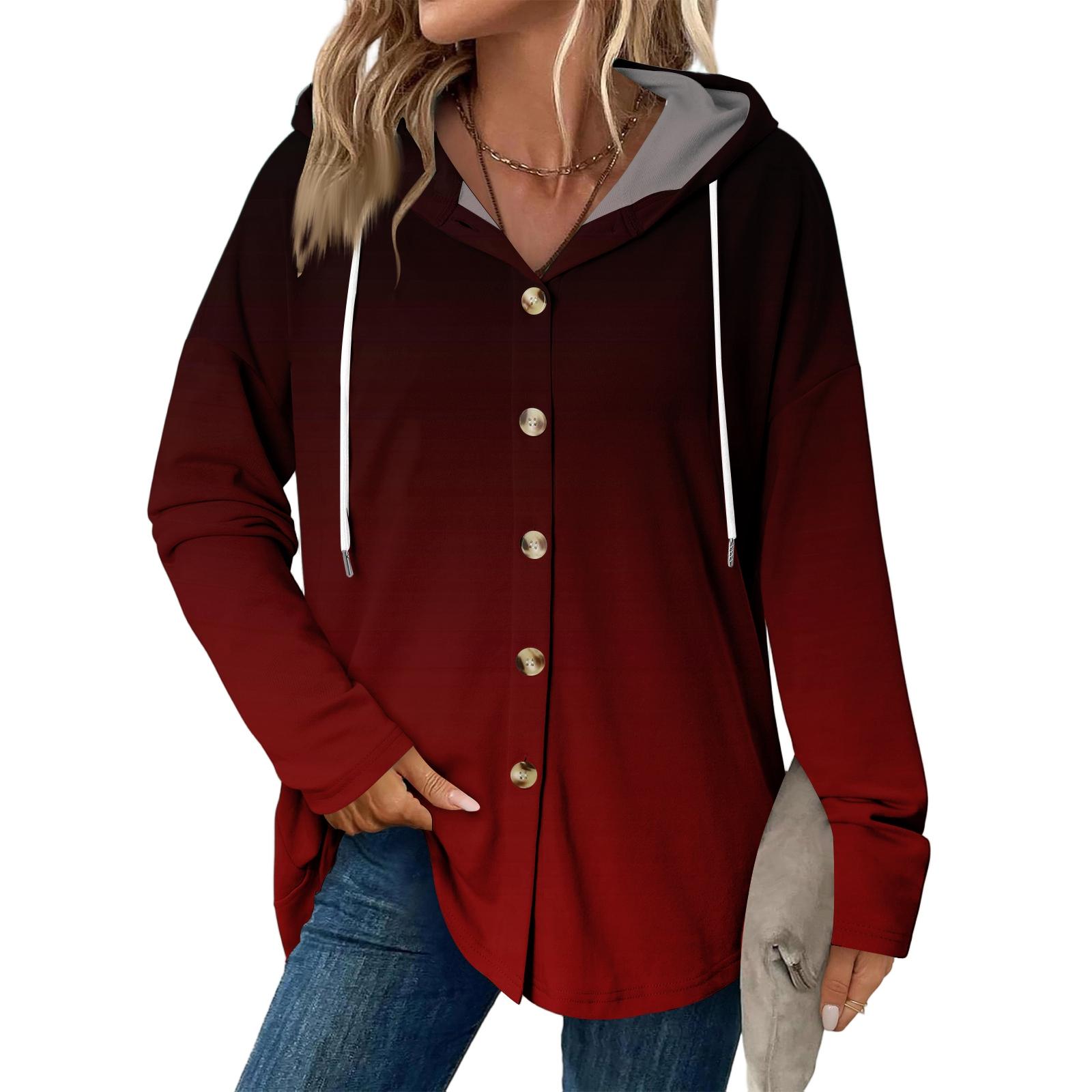 

Женское модное повседневное пальто реглан с длинным рукавом и кулиской, винтажное пальто с капюшоном на пуговицах XL винный