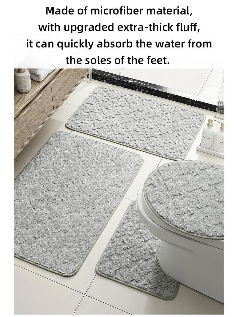 Cashmere-Feel Jacquard Anti-Slip Bathroom & Toilet Door Mat