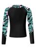 Girls Long Sleeve Swimwear Set UPF Sun Protection Printed Top Crop Top Briefs Pool Outfit