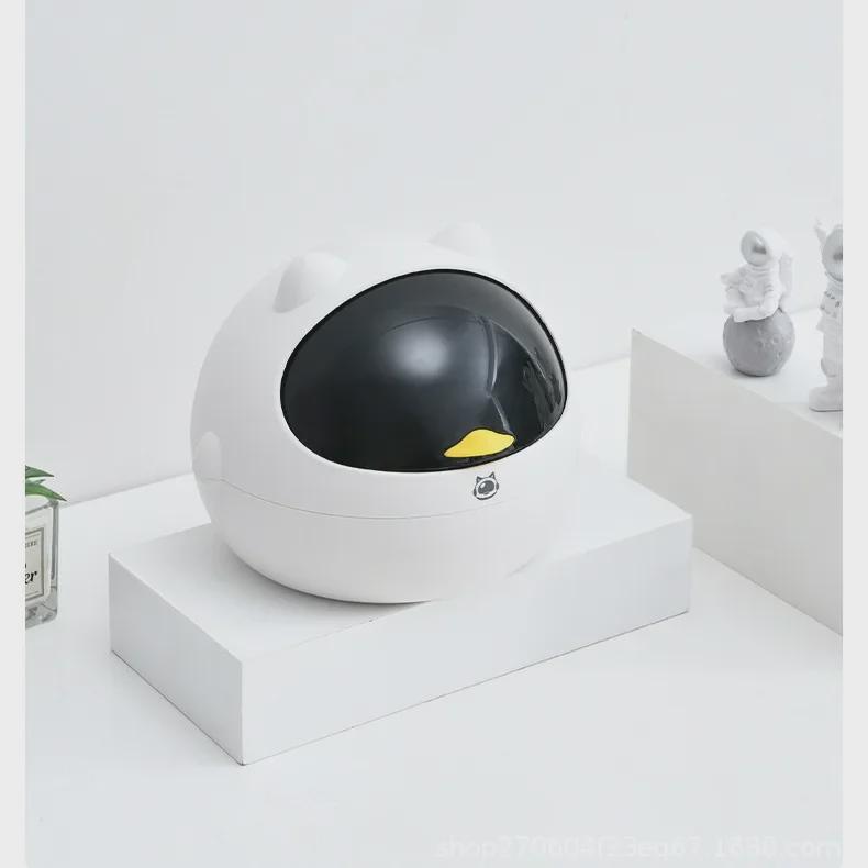 Home Cat-Shaped Desktop Trash Can with Lid for Office and Student Storage