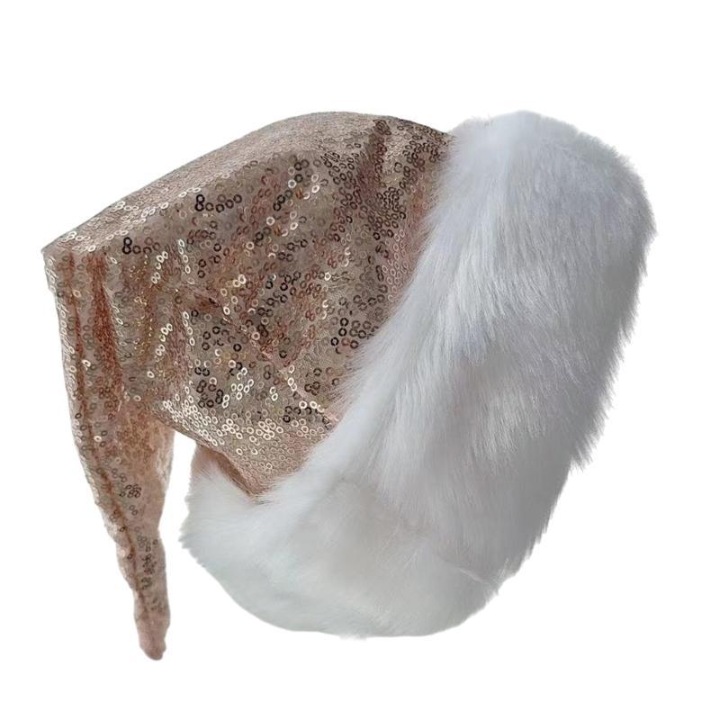 A52E Sequins Hat Christmas Party Decoration Hat Sequins Santa Costume Hat for Adults And Kids Christma Photography