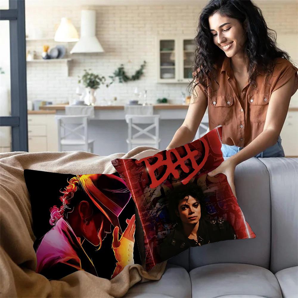 Custom Super Star Michael Jackson Pillow Covers Cartoon Sofa Decorative Home Doublesided Printing Short Plush Cute Cushion Cover