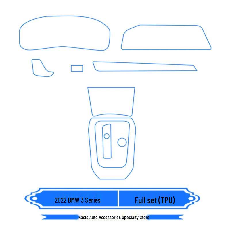 BMW 3 Series/GT (2014-2019) Interior TPU Film Set: Anti-scratch Screen Protector for Console & Dashboard.