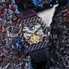 Durham Weida Men's Tonneau Skeleton Tourbillon Automatic Watch with Rubber Strap.