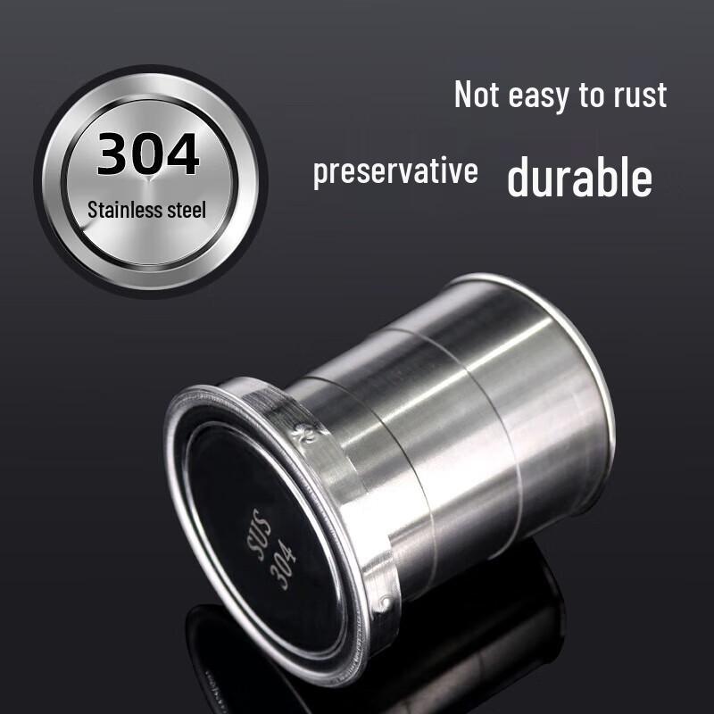 Portable Stainless Steel Collapsible Cup with Keychain