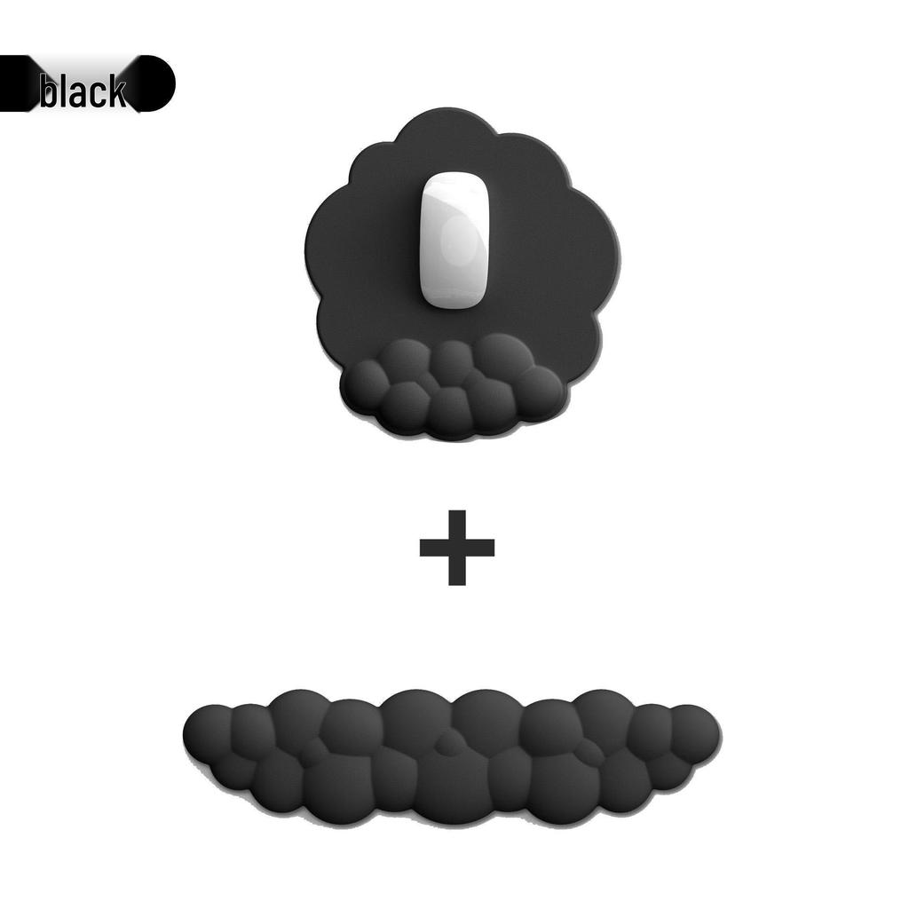 Cloud Leather Mouse Pad & Memory Foam Wrist Rest - Non-Slip Silicone Keyboard Support