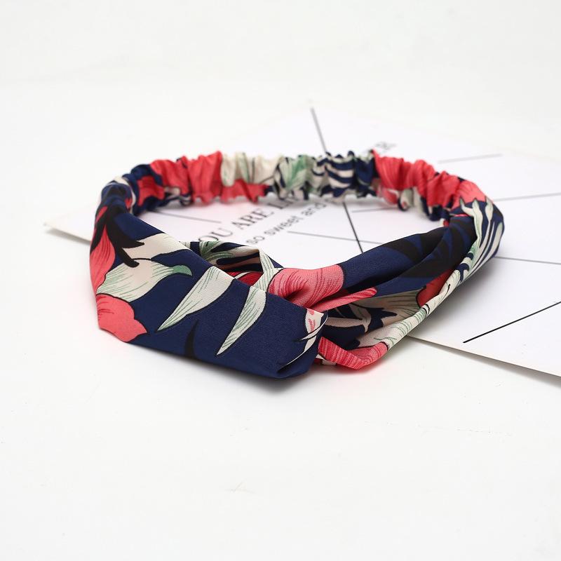 Women Girls Summer Bohemian Hair Bands Print Headbands Retro Cross Turban Bandage Bandanas HairBands Hair Accessories Headwrap