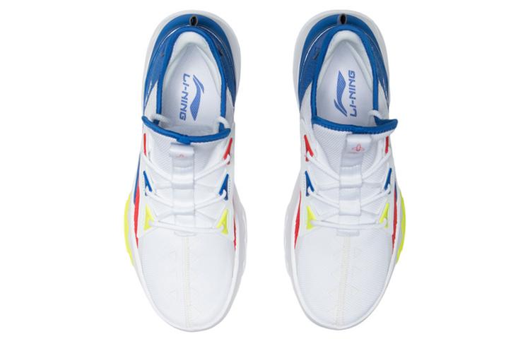 Li Ning Rutschfeste und atmungsaktive Unterstützung Rebound Niedrige Sportschuhe Freizeit Herren Weiß Rot Blau AGLQ073-2