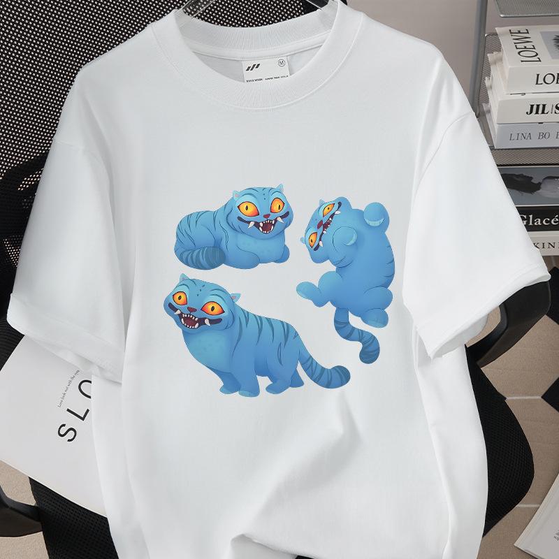 

K-pop Корейская волна Охота на ведьм Футболка Топ с принтом тигра Круглый вырез Короткий рукав 5980 3XL