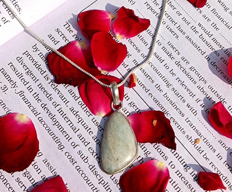 

Boho Hippie Amazonite Gemstone 925 Sterling Silver Plated Pendant зелёный