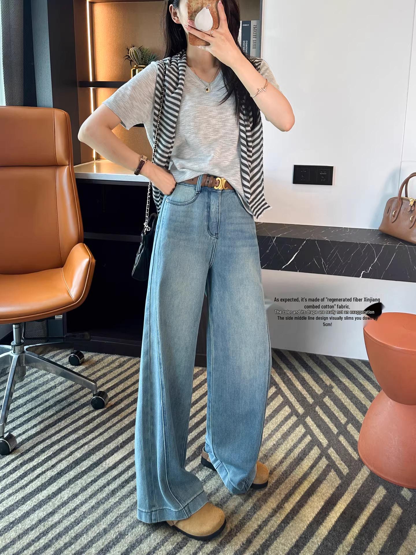 Spring 2026 Plus-Size High-Waisted Wide-Leg Jeans for Pear-Shaped Women 4XL