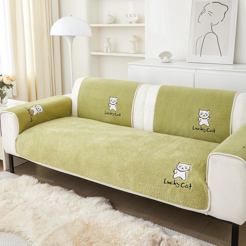Cartoon Lamb Wool Sofa Cushion  Autumn And Winter New Thickened Seat Cushion High-End Non-Slip Sofa Cover Cover Cloth