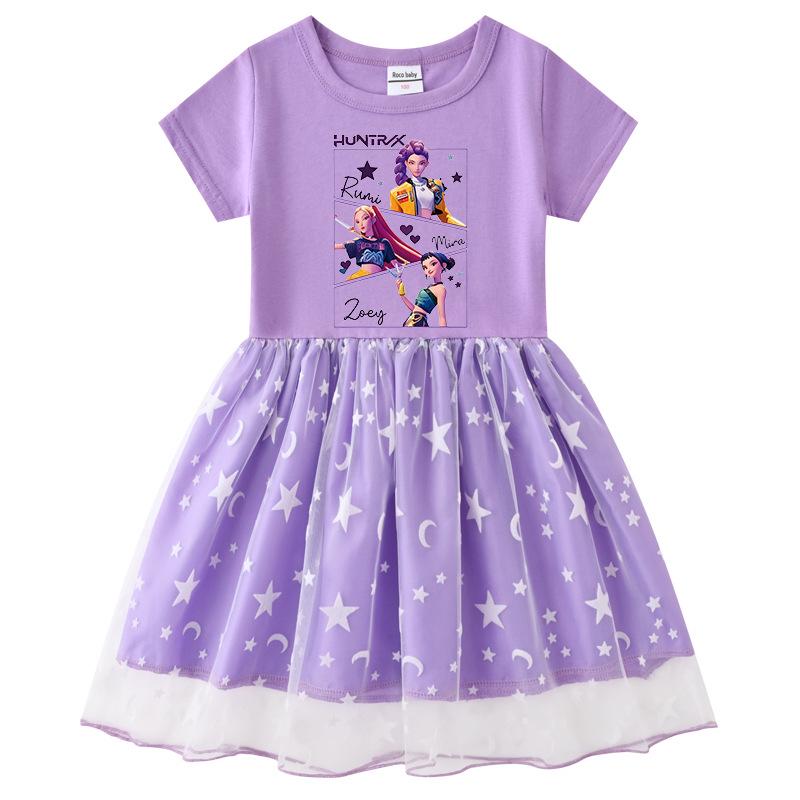 Vestido de Princesa de Manga Larga con Lentejuelas Arcoíris Kpop Demon Slayer para Niñas