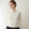 Women's 100% Pure Cashmere Lapel Sweater, Loose Fit, Long Sleeve Knitwear Top for Autumn/Winter