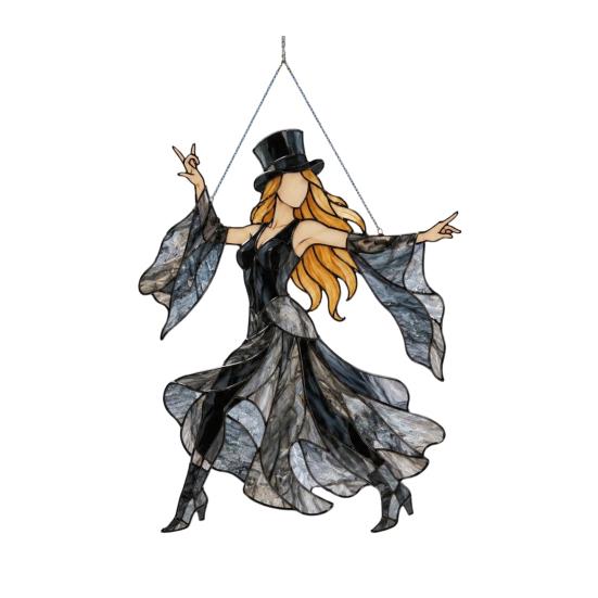Dancing Lady Sun Catcher, Acrylic Hanging Ornament, Bohemian Gothic Woman Window Spinner, Gift for Mom Grandma Wife