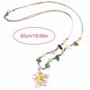 Pink Pearl Cherry Blossoms Pendant Necklace Colorful Beaded Green Leaf Flower Pendant Necklace Resin Pendant Clavicle Chain