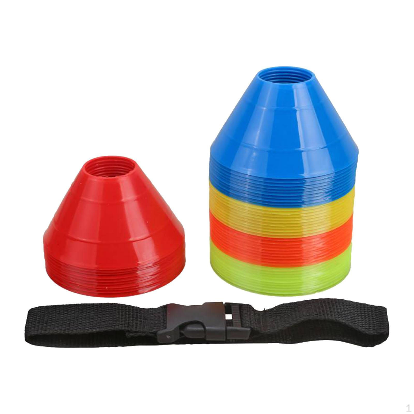 

50Pcs Soccer Cones Agility Training Disc Premium Quality with Strap Mixed Colors for Field