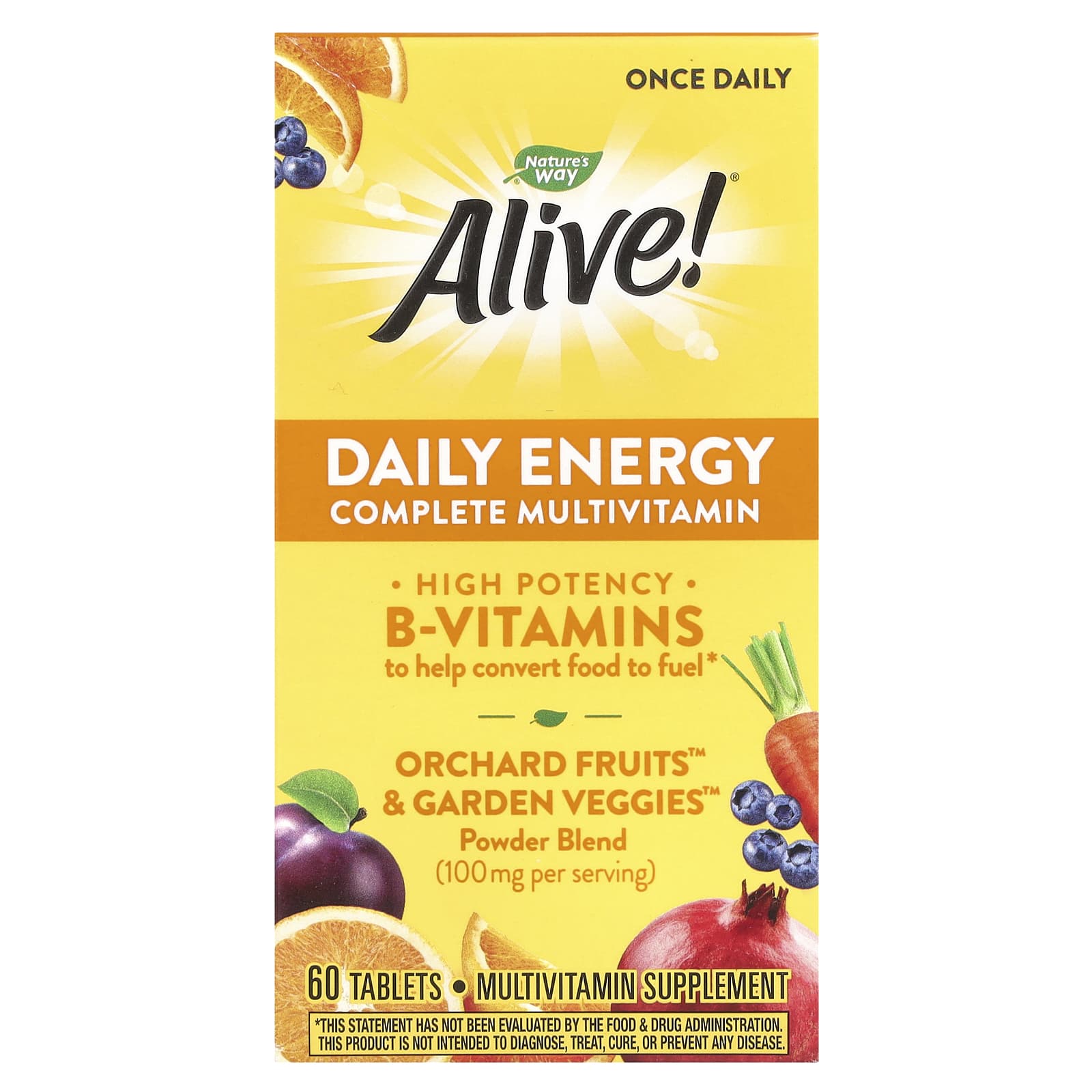 

Nature S Way, Alive! Daily Energy, Multivitamin & Multimineral, 60 Tablets