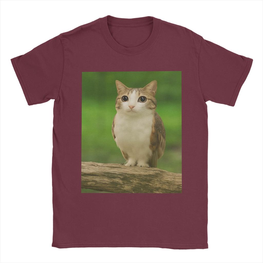 Men's Meowl Cat Owl Funny Internet Trendy T Shirt  Cotton Tops Novelty Short Sleeve O Neck Tee Shirt Printing T-Shirts