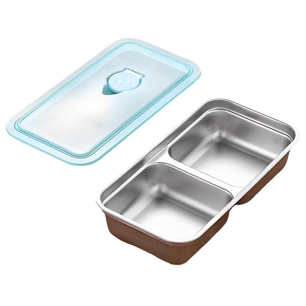 Stainless Steel Small Snack Containers Leak Proof Food Storage Containers Double Compartment Fruit Snack Box for Home Kitchen