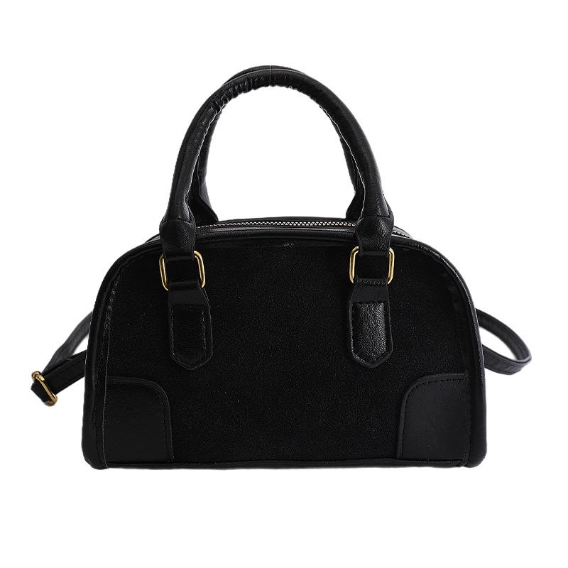 

Spring Retro Casual Bowling Bag Women s Fashion Versatile Commuter One Shoulder Crossbody Bag Niche Portable Handbag чёрный