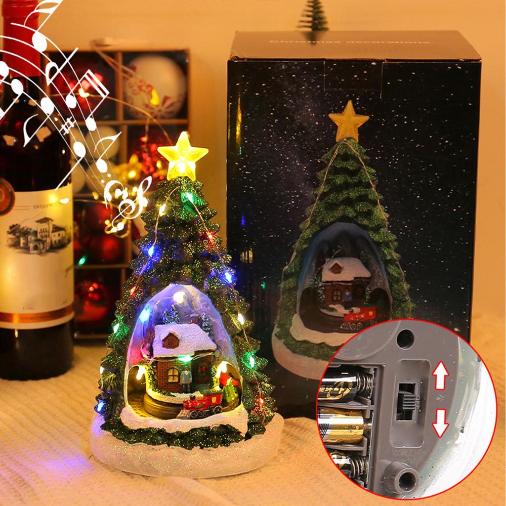 Music Box Mini Christmas Tree Music Box Cottage Glowing Night Light Musical Box Restaurant Bar