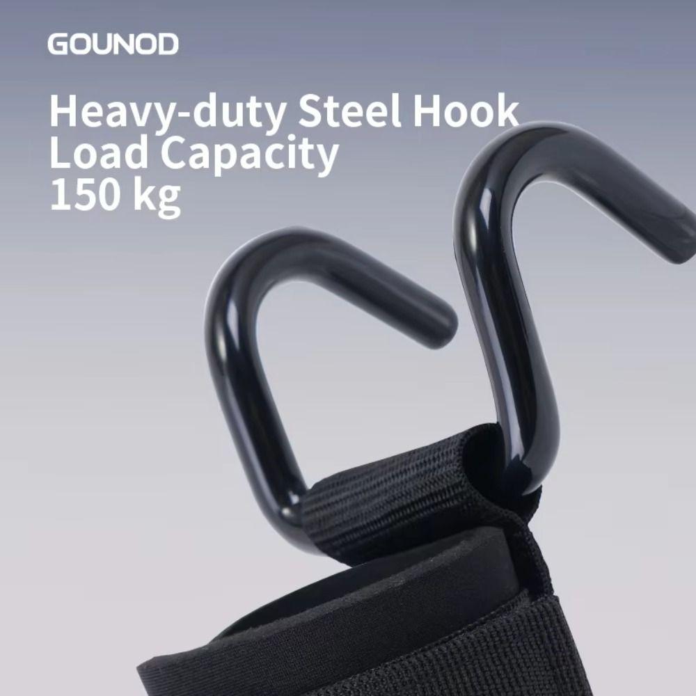 1 pair Pull-up Weight Lifting Grip Hook Adjustable Steel Hook Grips Strap Dumbbell