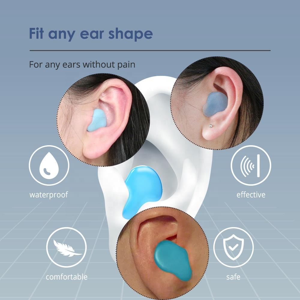 Disposable Silicone Gel Ear Plugs Waterproof 27dB Noise Reduction Intrinsically Safe Foldable Design for Adults Kids Swimming