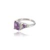 Minimalist Amethyst Ring: Sterling Silver Three Stone Design