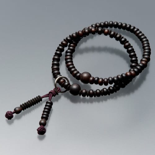 Buddhist Altar Shop Takita Shoten Specialty Bracelet Prayer Beads, 108 Beads, Jodo Sect, Striped Ebony (Matte Polished) Formal Prayer Beads Bracelet
