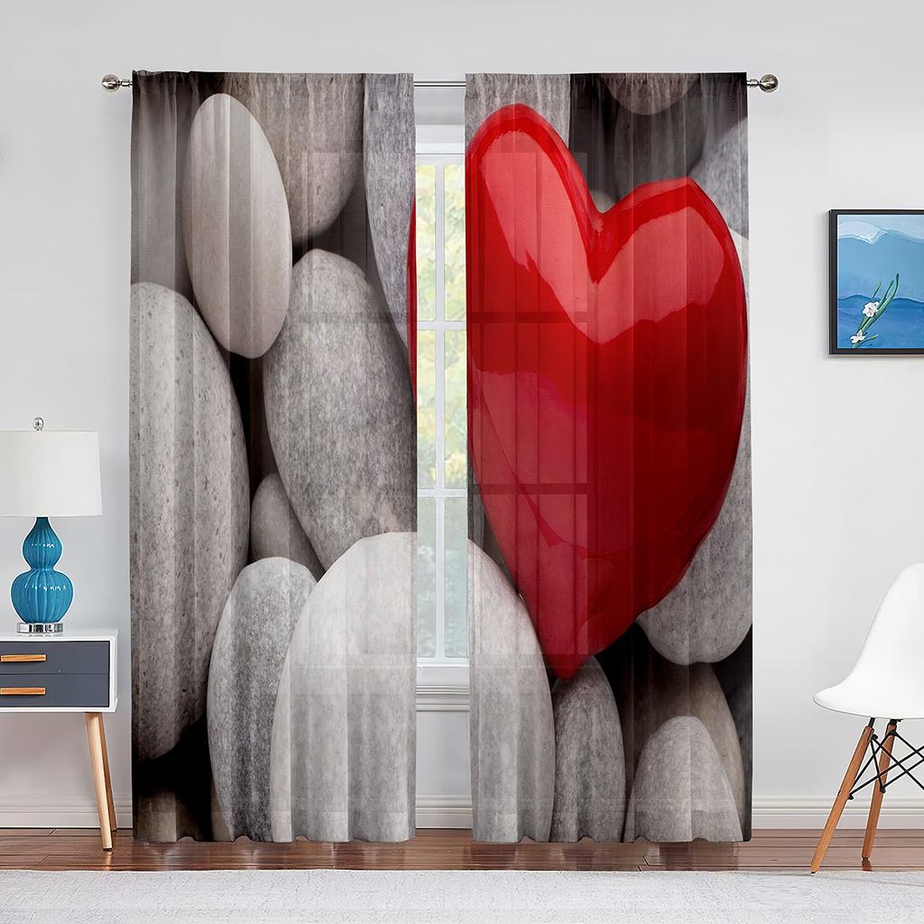 Urban Brick Slate Stone Wall Tulle Curtains for Living Room Bedroom Decoration Modern Chiffon Sheer Voile Kitchen Window Curtain