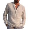 Men Shirt Solid Color Stand Collar Button Casual Spring Top for Daily Wear