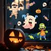 DIY Halloween Window Decorations Static Clings, Cartoon Ghost Pumpkin Witch Monsters Decals, Waterproof Spooky Theme Glass Clings Removable