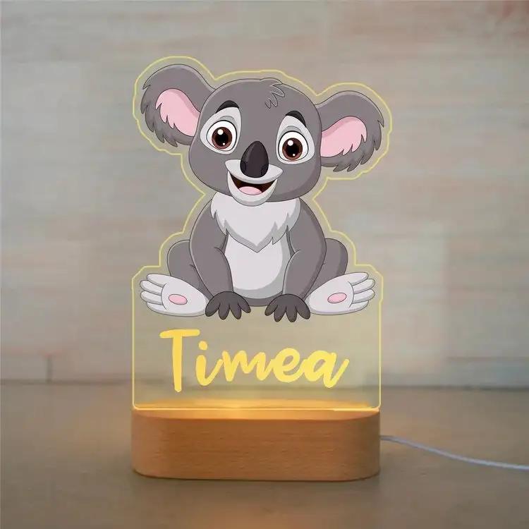 Personalized Animal Night Light - Custom Name Acrylic Lamp for Kids Bedroom Decor Baby Birthday Christmas Gift
