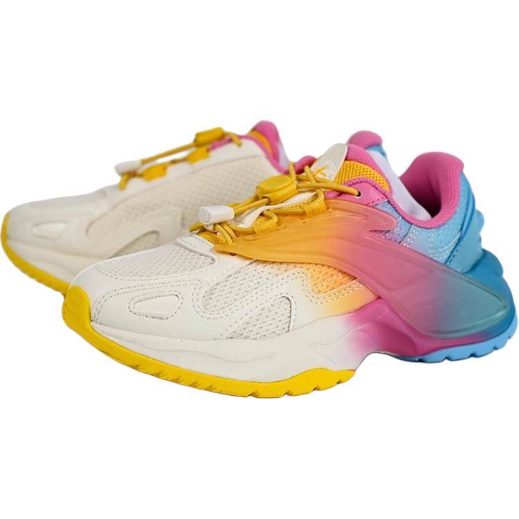 Li Ning Kids Fashion Comfortable Non-Slip Shock Absorbing Wear-Resistant Low-Top Running Shoes Kids sneaker White Blue YKCV092-2