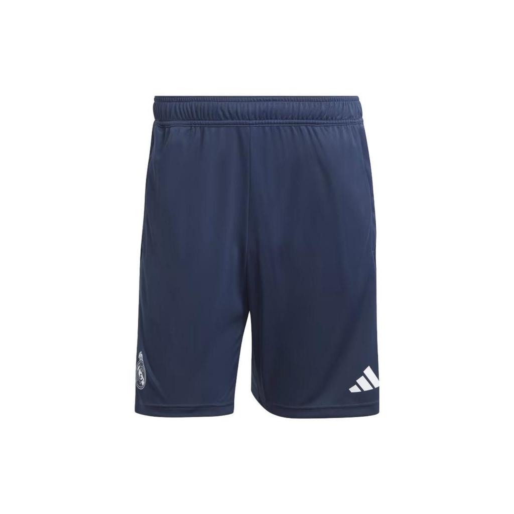 Adidas Real Madrid Tiro 23 Training Shorts Striped Logo Print Elastic Waist Straight Leg Football Shorts 23 Season Men Shorts Ink-Blue IB0870