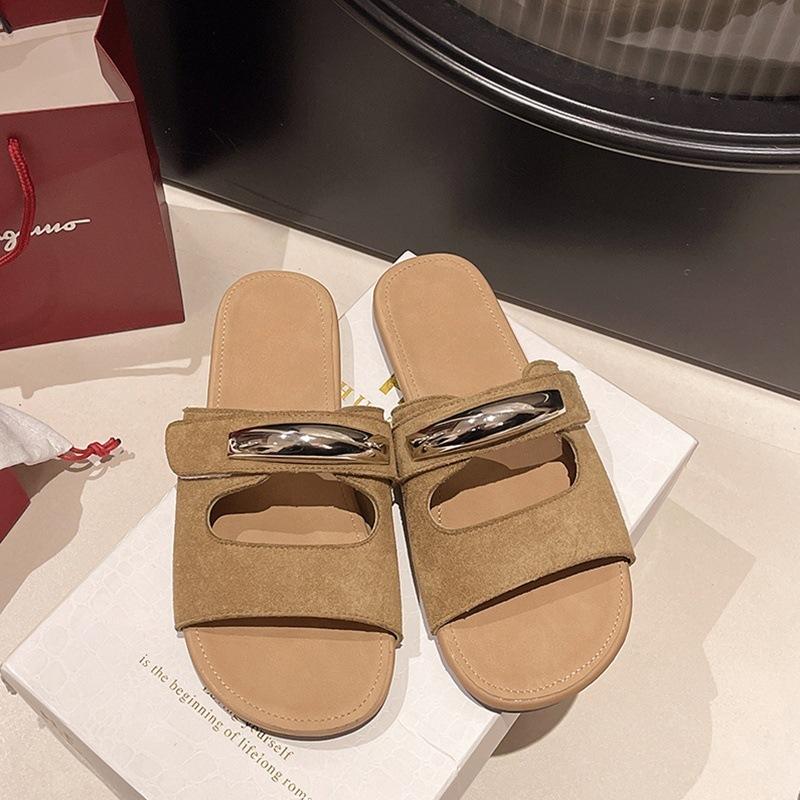 Spring and summer women's 2025 new Korean sweet and versatile baotou summer soft bottom casual one-word non-slip slippers