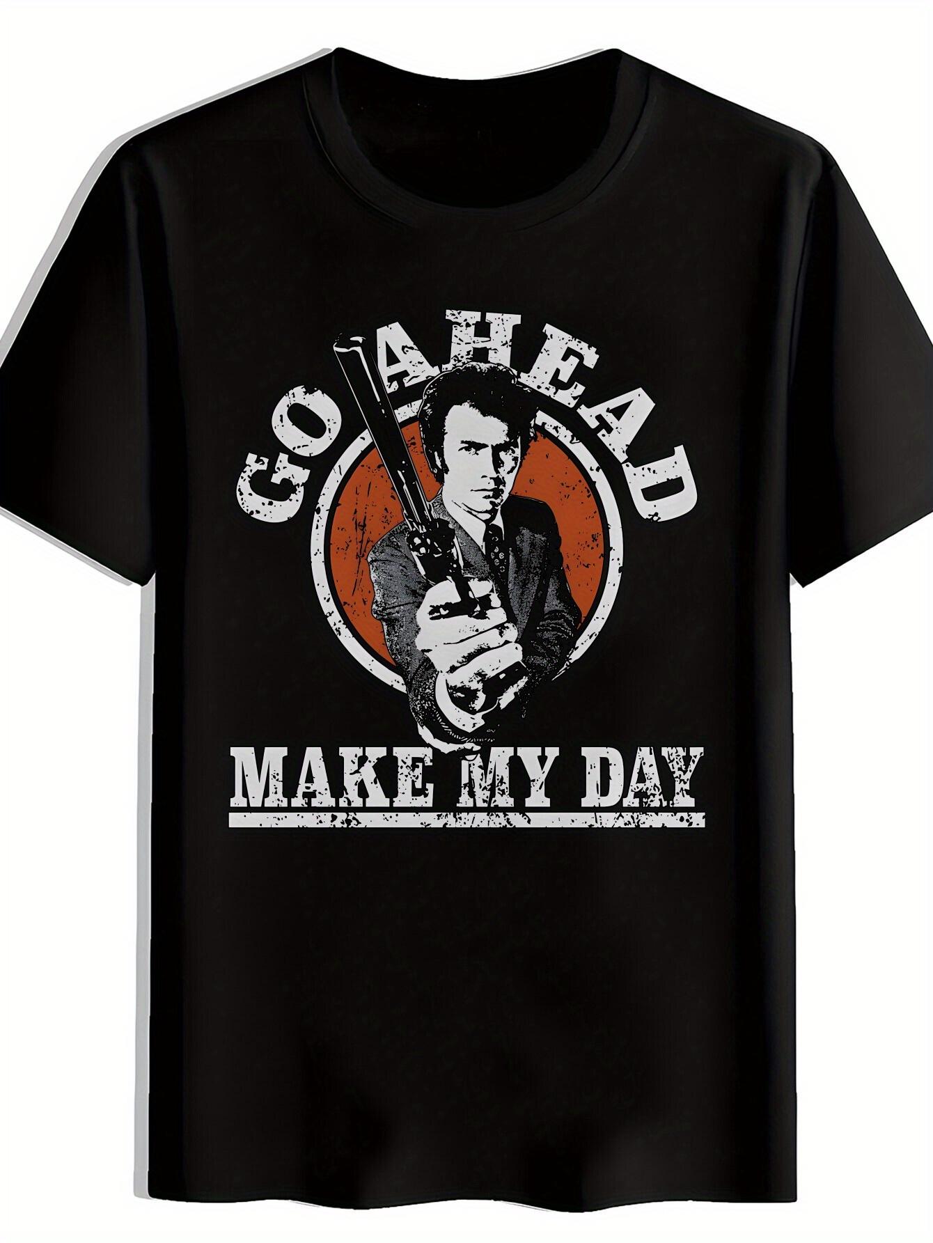 T-shirt Black & Orange Round Neck Short Sleeve - Summer Casual Round Print Tee with Orange Circle & Black Background L