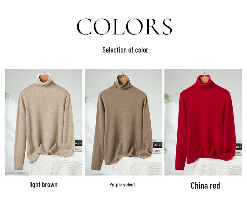 Lekasha Women's Slim Fit Cashmere Turtleneck Sweater - Rolled Edge, Semi-High Neck, Long Sleeve, Fashionable Base Layer.