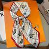 Luxury Design Long Silk Scarf Women Summer Fashion Bag Handle Ribbon Ladies Horse Print Headband Small Hair Scarves Female