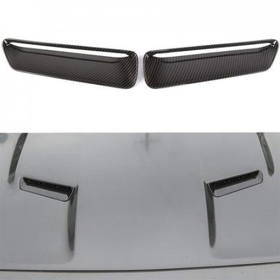 2x Carbon Fiber Look Engine Hood Air Vent Intlet Cover Trim For Dodge Challenger