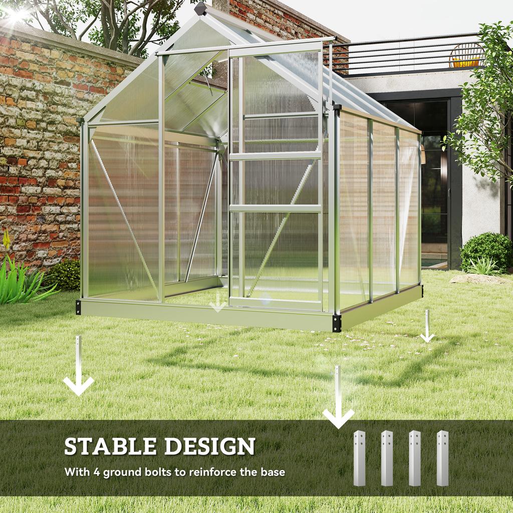 6 X 6ft Polycarbonate Greenhouse - Clear