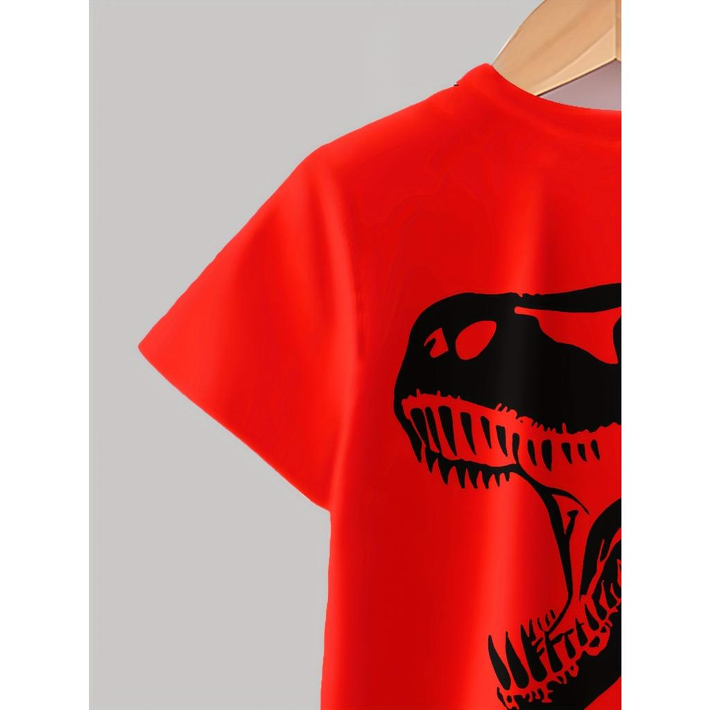 Boys' fashionable 3D printed casual short sleeved shorts set T-shirt, outdoor sports shorts set