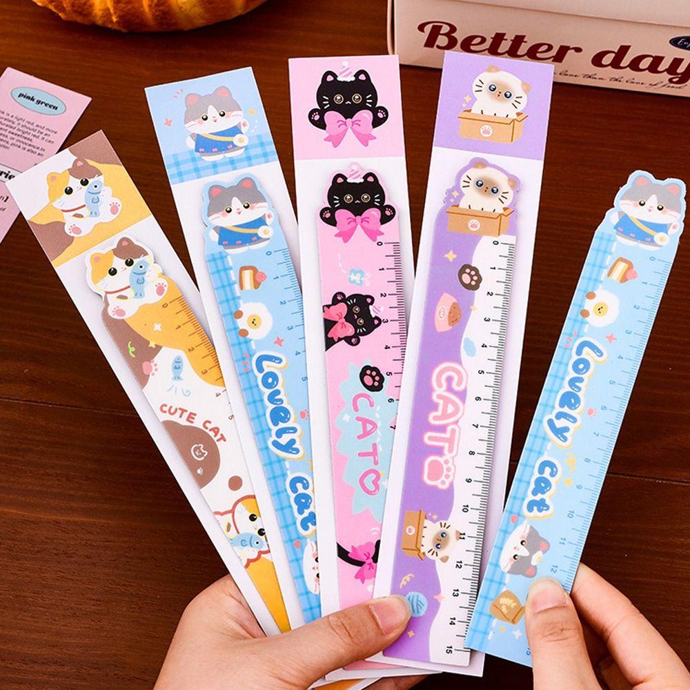 Cute Cat Magnetic Bookmark Ruler Reading Gift Pagination Mark Stationery Reading Book Clip School Office Supplies